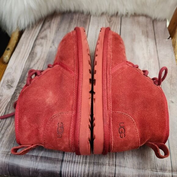 UGG Neumel Chukka Lace-up Red‎ Suede Sherpa-lined Boots #3236 SZ 7 - Picture 7 of 12